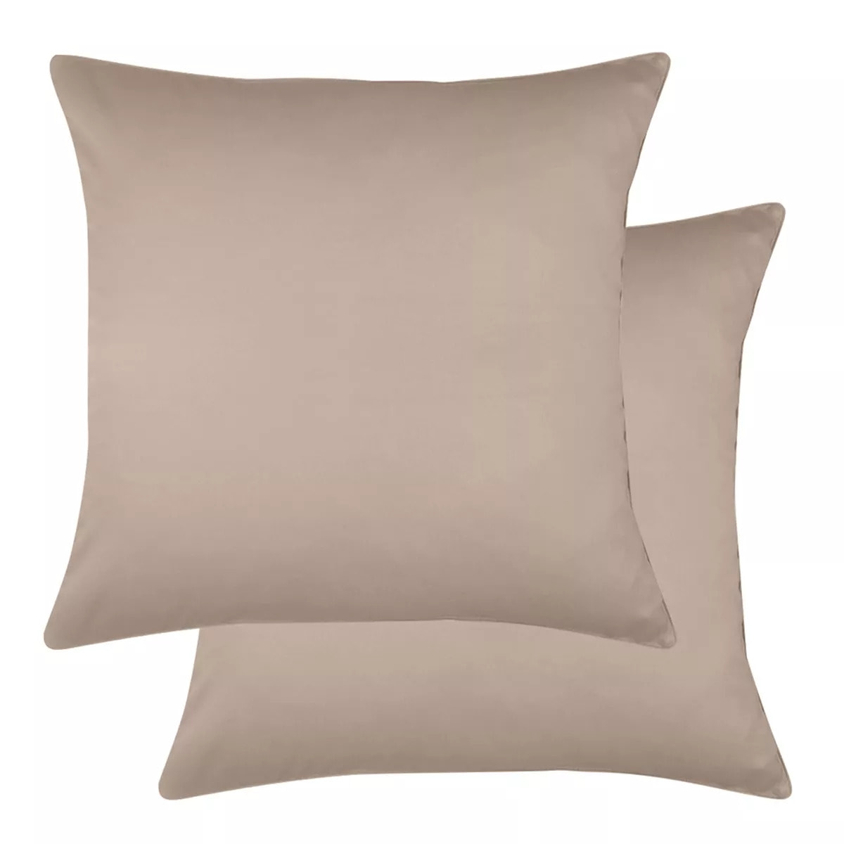 Lot de 2 taies satin de coton uni rose Ava uni rose fume