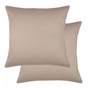 Lot de 2 taies satin de coton uni rose Ava uni rose fume