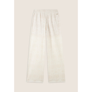 Pantaloni in mussola doppiati in cotone ricamato Sangallo