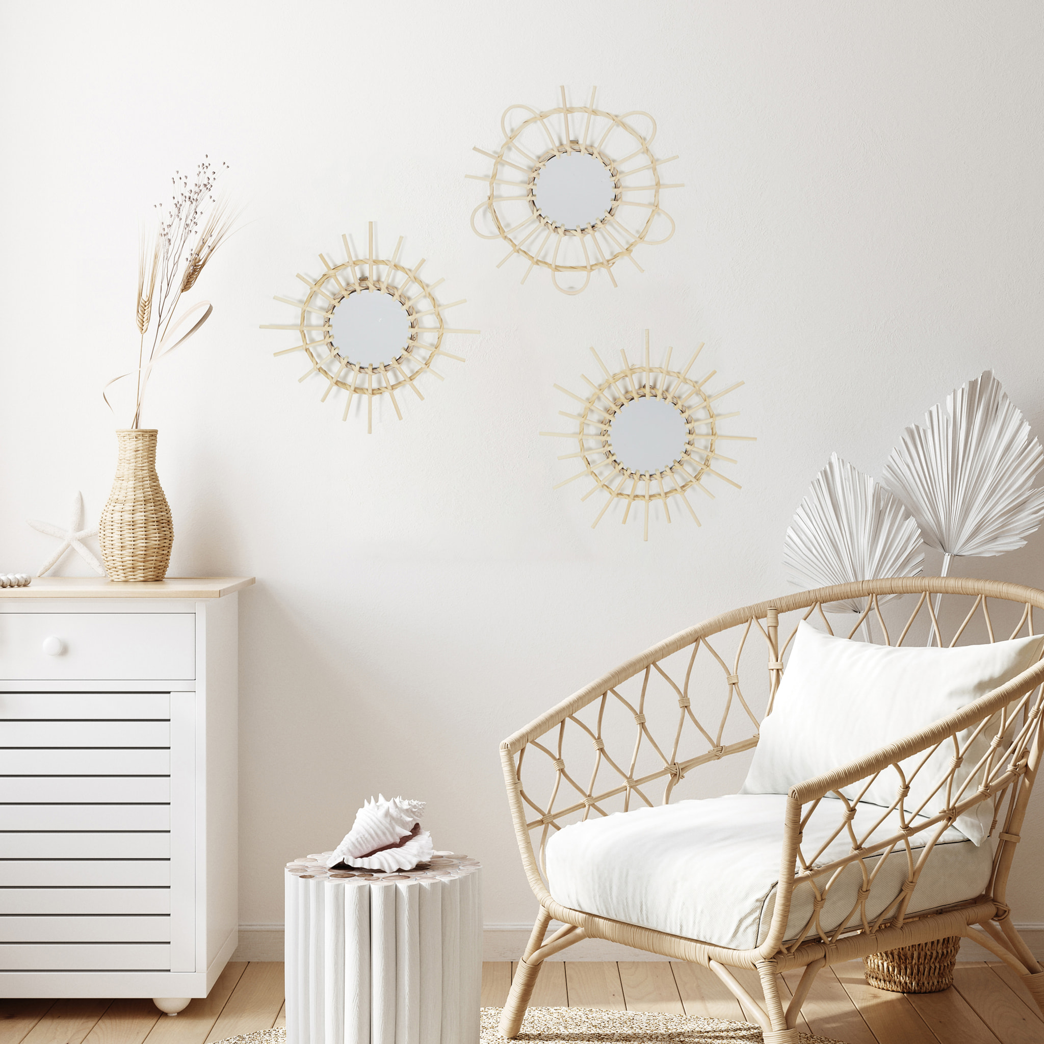 Miroir Rotin X3 28cm