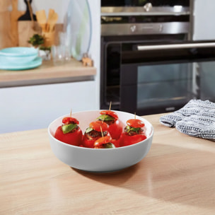 Plat rond gris 22 cm en opale - Smart Cuisine Wavy Granit - Luminarc