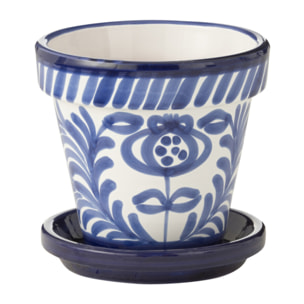 J-Line cache-pot Granada Stripes Handmade + Painted - céramique - bleu - small - Ø 21 cm