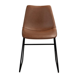 Lot de 2 chaises en cuir synthétique marron - Gaspard