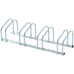 Aparcamiento para Bicicletas Soporte de Acero para Aparcar Bicicletas en el Suelo o Pared Estacionamiento para Interior y Exterior 110x33x27 cm Plata