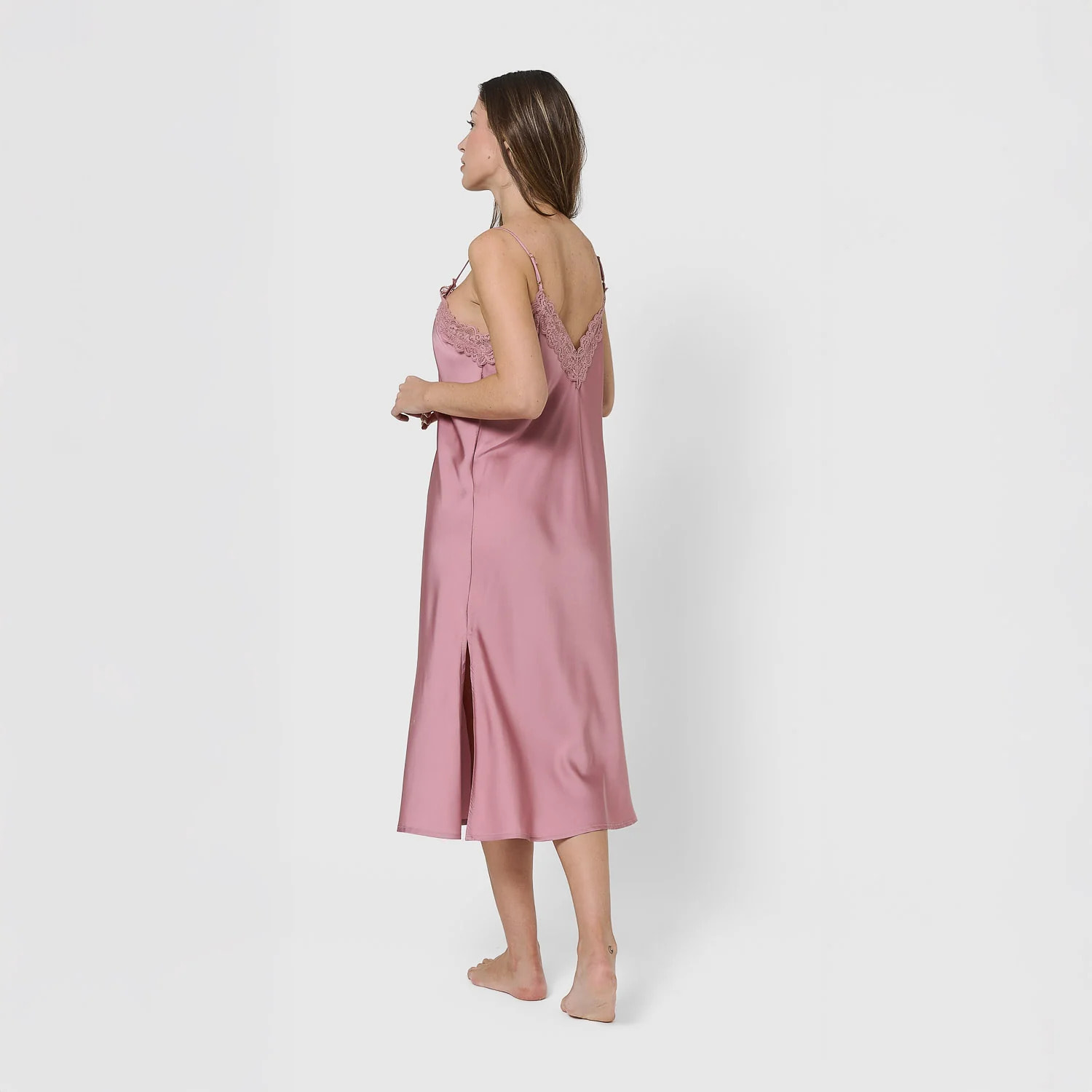 Camisón midi satén malva
