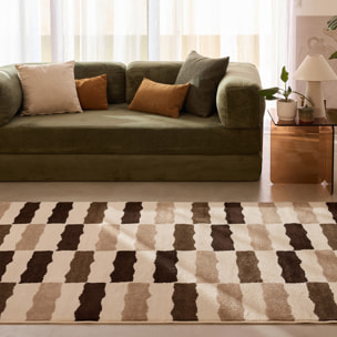 SANTAL - Tapis de salon beige à rayures