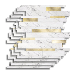 Crédence adhésive murale 3D motif lamelles 4 pièces - Blanc
