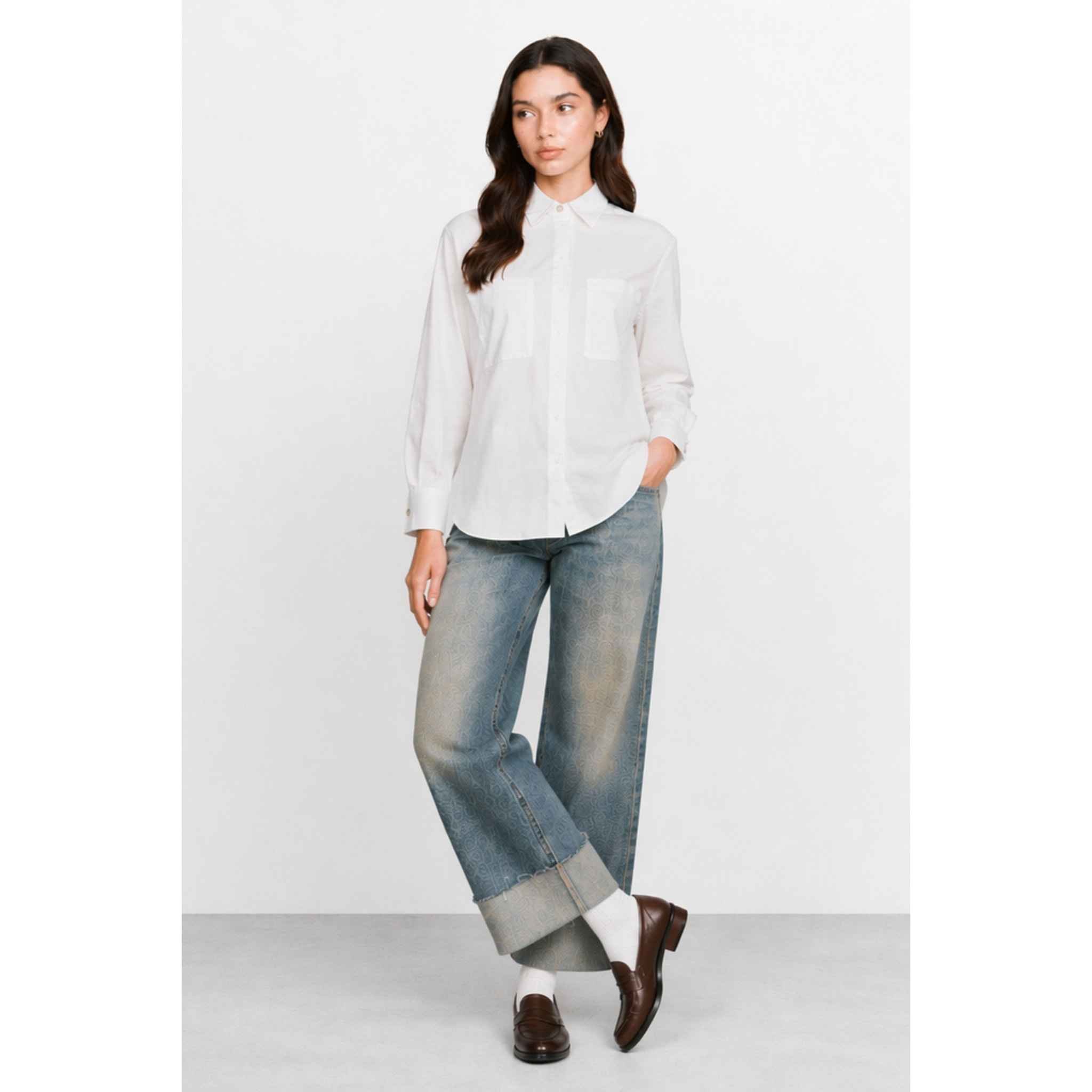 Kocca - Camicia da donna in cotone con taschini e maniche lunghe Donna