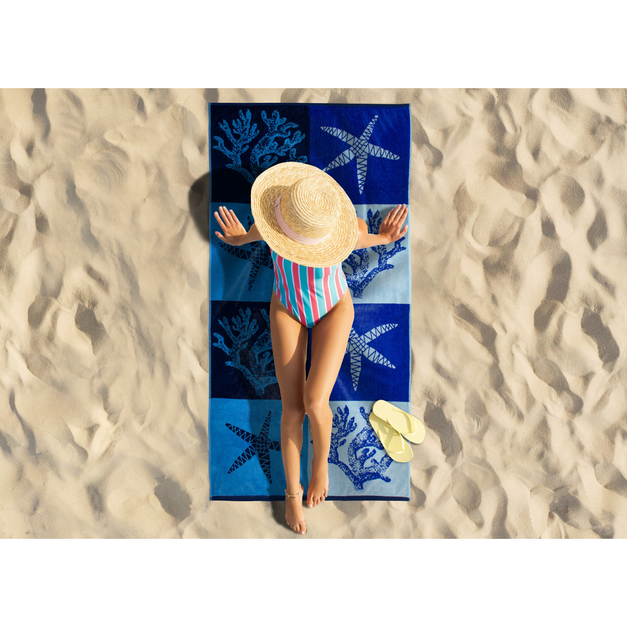 Telo Mare Spugna Jacquard Spiaggia Disegno Playa