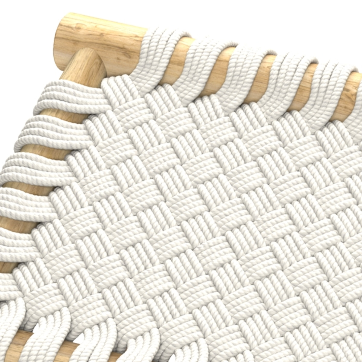 Banc 2 places 90 cm tressé en macramé et branche de teck - Kira