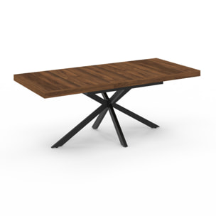 Tables repas extensibles Spider plateau bois et pieds croisés - Bois noyer