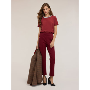 Motivi - Blusa con bordo in maglia - Bordeaux