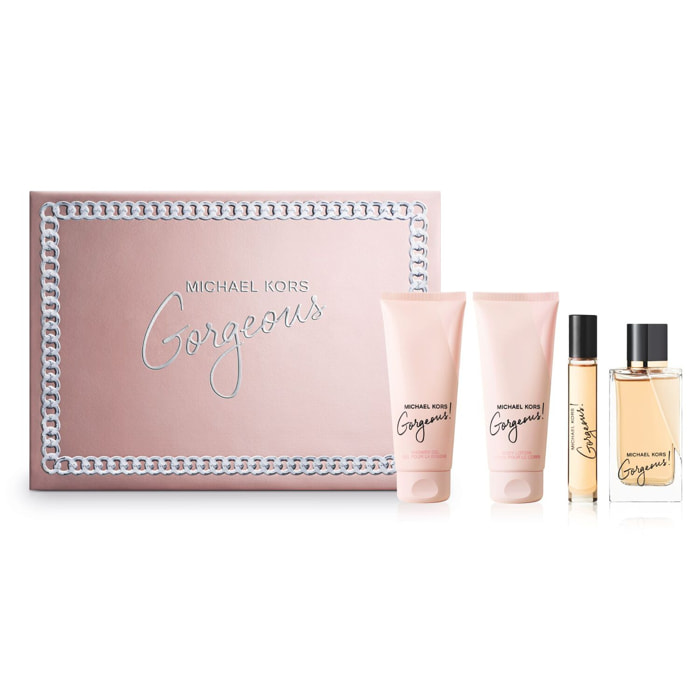 Gorgeous! - Coffret Eau de Parfum 100 ml + Gel Douche 100 ml + Lotion Corps 100 ml + Format Voyage 10 ml