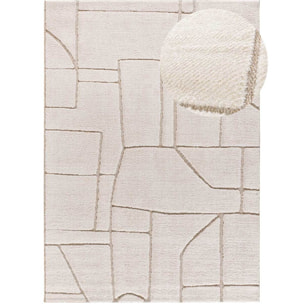 DIENA Alfombra étnica con relieve en color blanco, varias medidas disponibles.