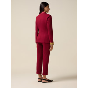 Oltre - Blazer cruzado con botones forrados - Burgundy