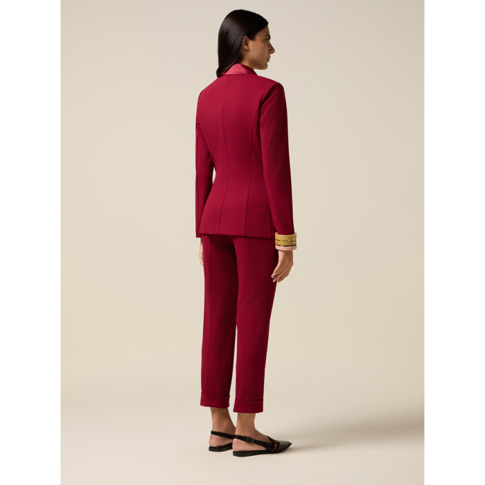 Oltre - Blazer cruzado con botones forrados - Burgundy