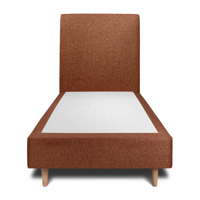 Lit avec tête de lit tapissée bouclette et sommier tapissier Ep20