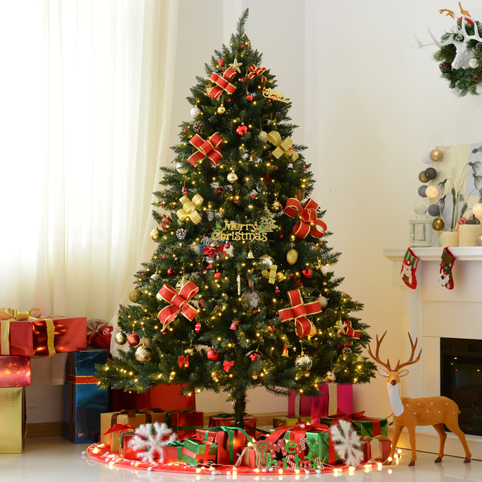 Sapin de Noël artificiel lumineux LED x 650 blanc chaud + support pied Ø 127 x 200H cm 1880 branches vert