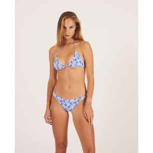 Top de bikini triangular de cortina con estampado de flores