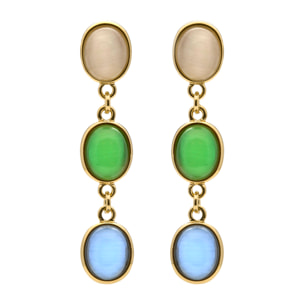 Pendientes de Ojo de Gato Multicolor acabado en oro amarillo 18k