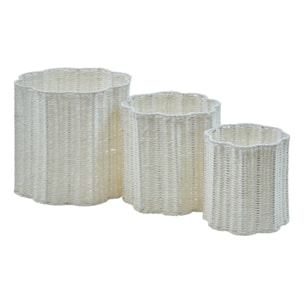 Lot de 3 paniers de rangement Fleur de rose blanc