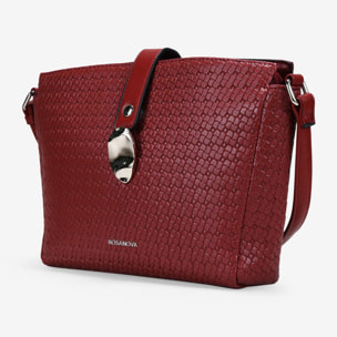 Bolso bandolera rojo con solapa de metal