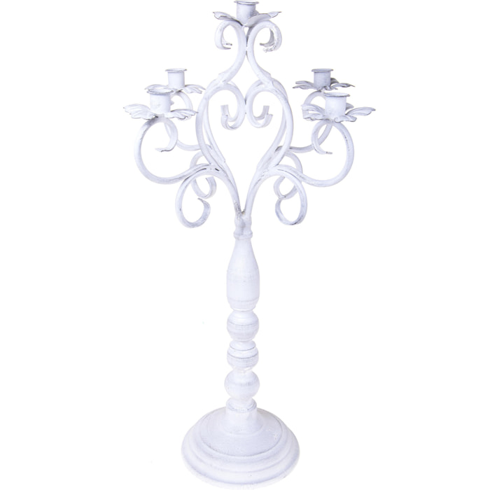 Candeliere per 5 - Pezzi 1 - Colore Bianco - 34x59,5Hx14,5cm - Bianchi Dino