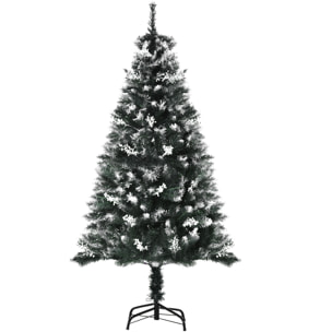 Árbol de Navidad 150 cm Árbol de Navidad Artificial con 378 Ramas 41 Decoraciones Soporte de Acero Base Plegable y Desmontable para Salón Verde
