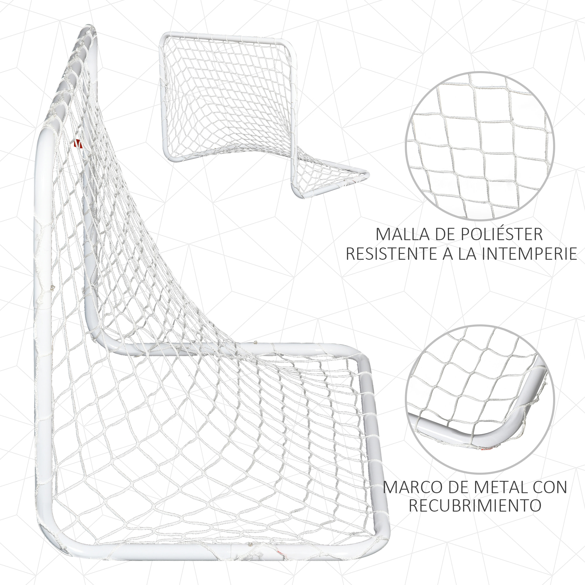 Set de 2 Porterías Fútbol con Balón Metal Poliéster 78x46x56cm