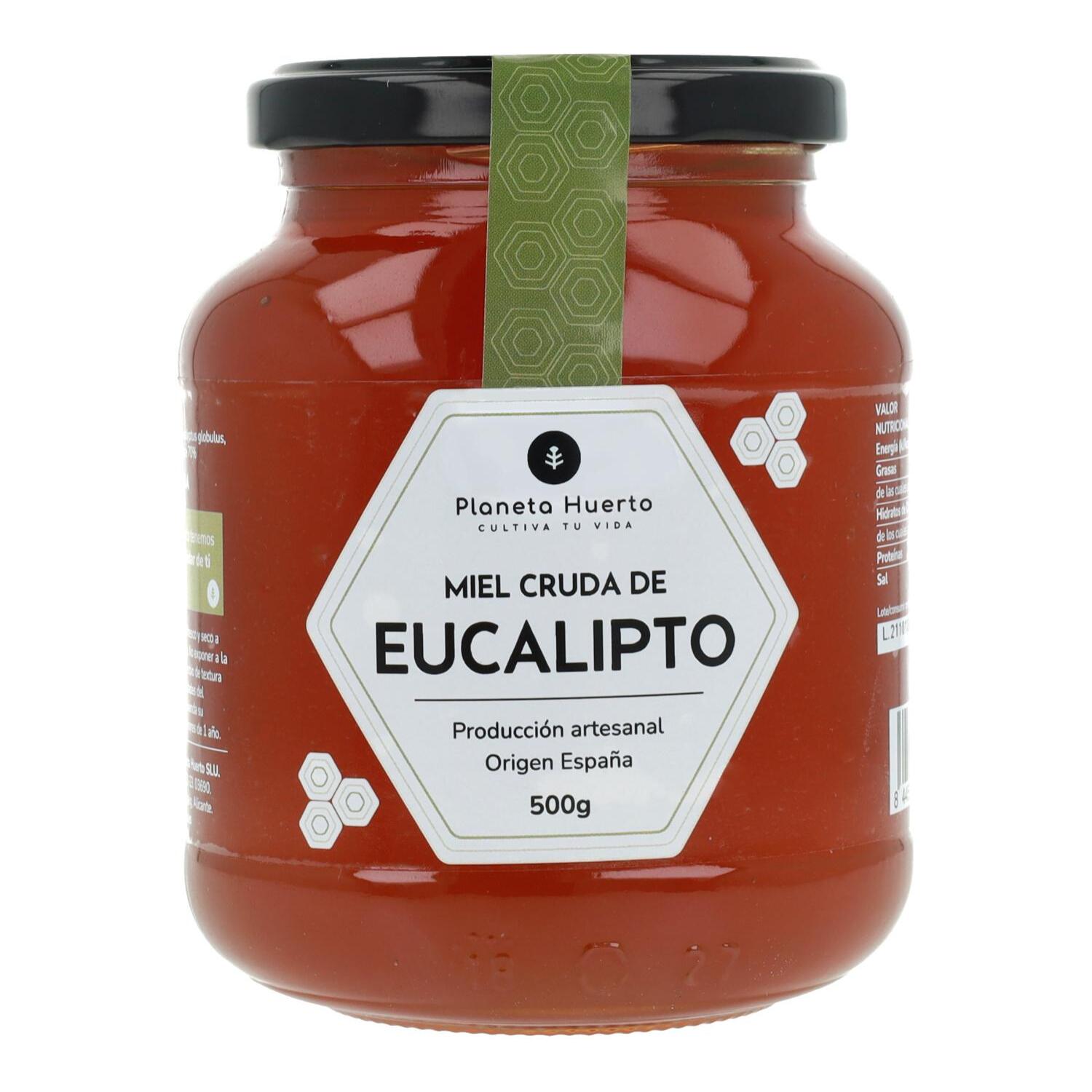 PLANETA HUERTO | Miel Cruda de Eucalipto Natural, Producción Artesanal, Origen España y Sabor Intenso - 500g