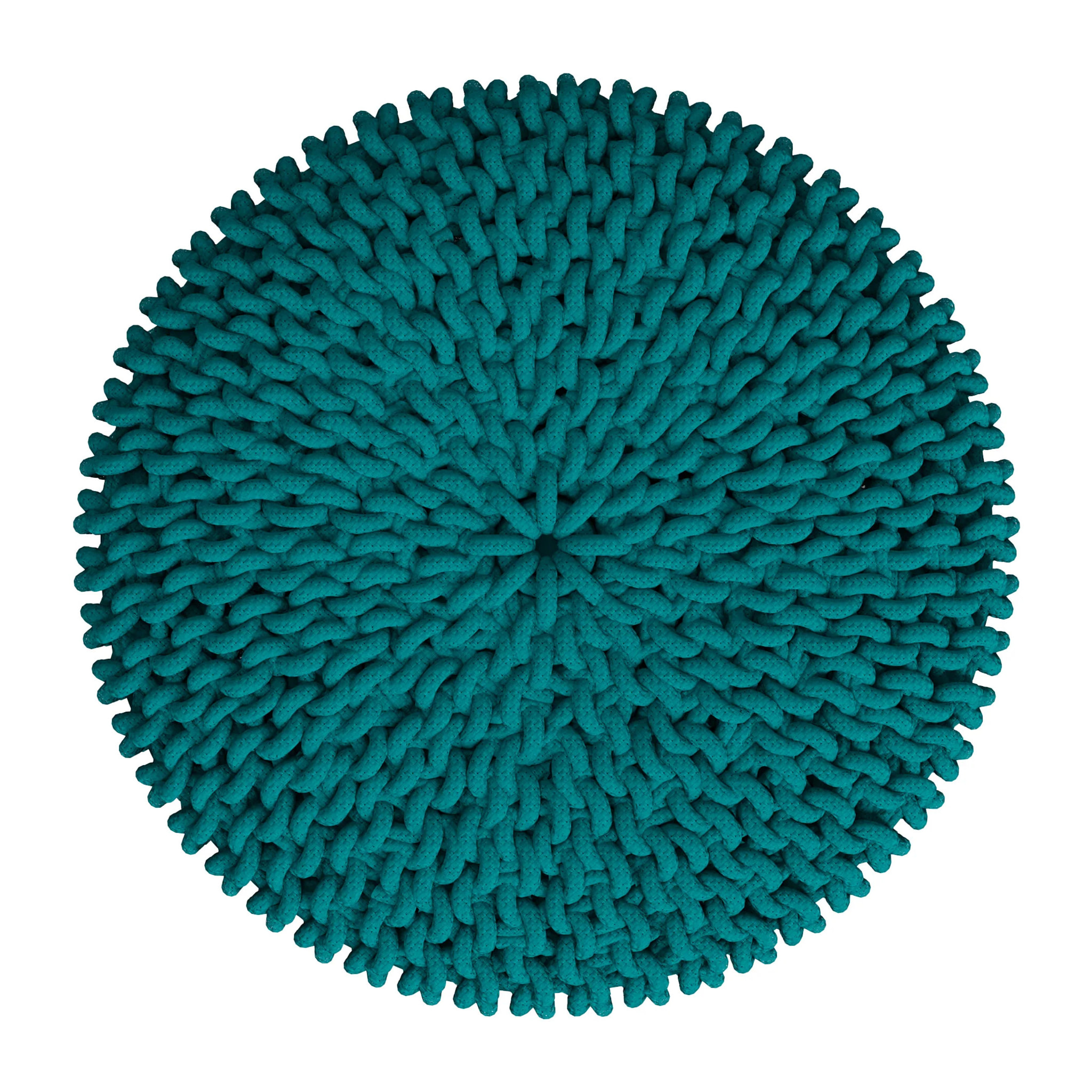 Petit tabouret tricot en coton vert céladon - Lisa