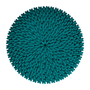 Petit tabouret tricot en coton vert céladon - Lisa