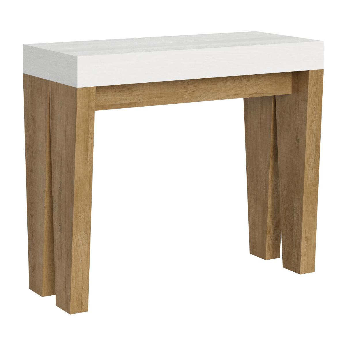 Consola extensible 90x40/196 cm Spimbo Mix Small tapa Fresno Blanco - patas Roble Natural