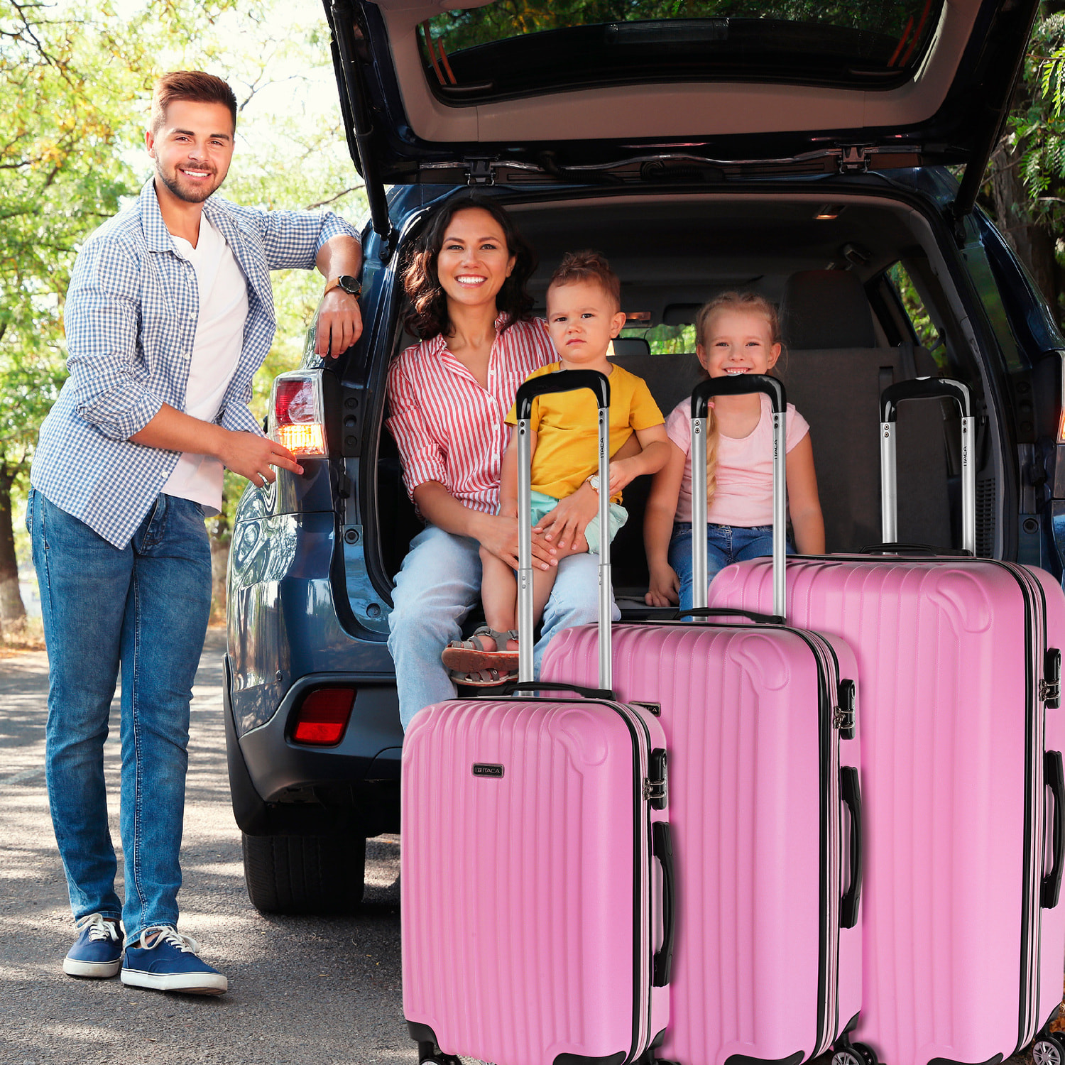 Maleta Itaca Sevron Set De 3 Unidades Rosa