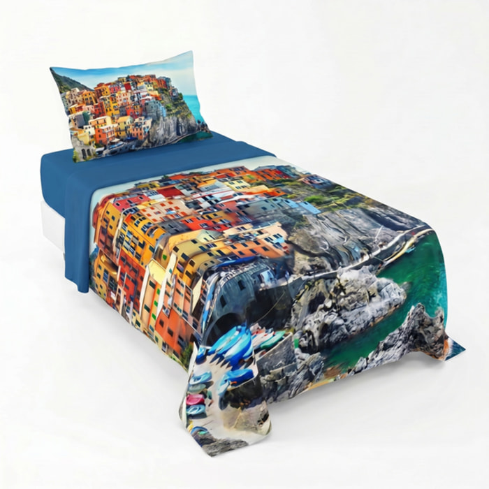 Completo lenzuola singolo in cotone con stampa alta qualità, set letto con lenzuolo sopra, sotto con angoli e federa, morbido e traspirante per pelli sensibili, colori brillanti e durevoli, certificato OEKO-TEX, comfort quotidiano e design decorativo
