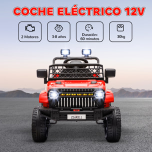 Coche Eléctrico para Niños de +3 Años Coche Eléctrico Infantil Coche de Batería 12V con Mando a Distancia Velocidad Ajustable USB Faros Bocina Rojo