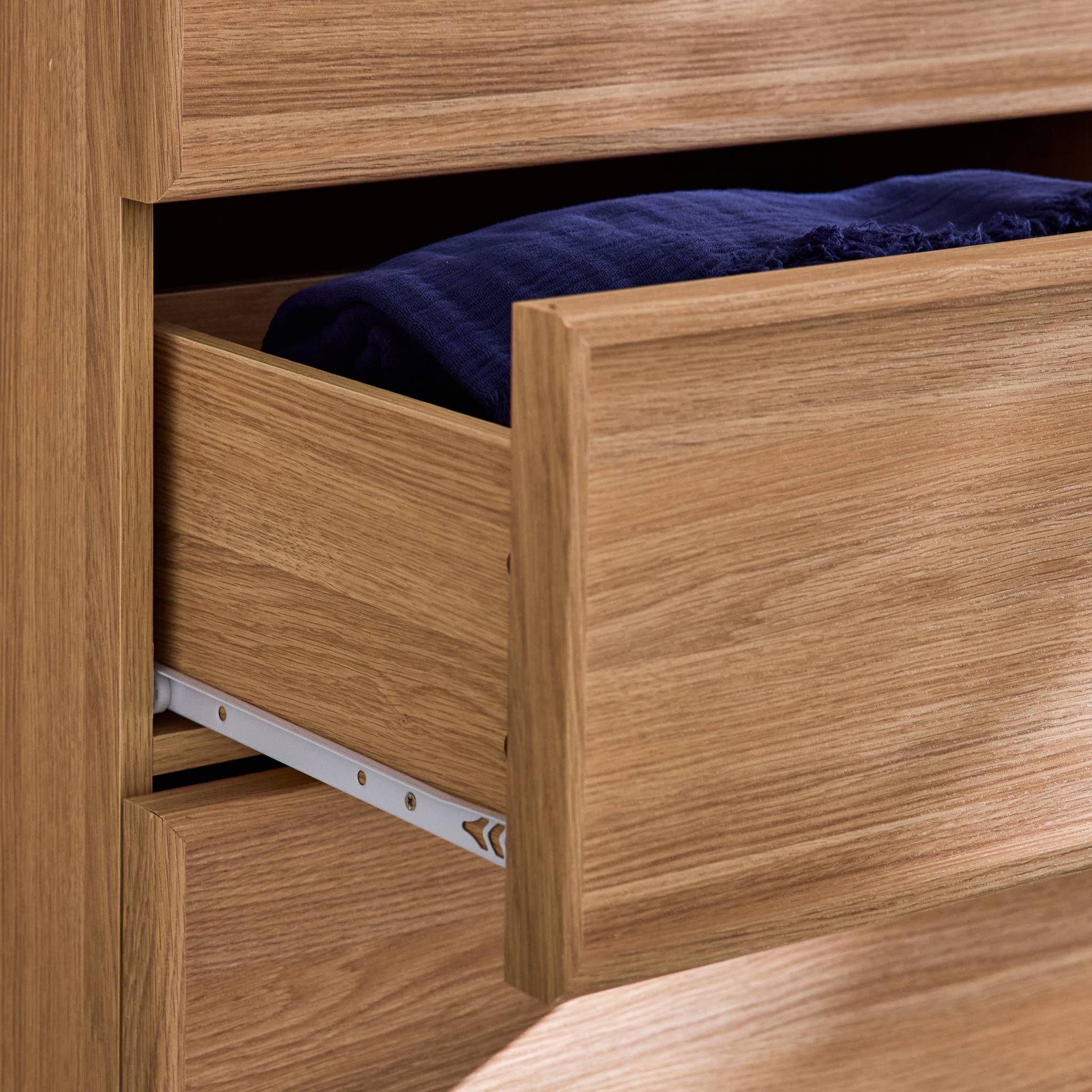 Commode de rangement effet bois 6 tiroirs naturel L 120 x P 43 x H 75cm - Kuba