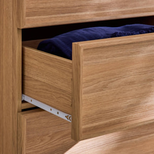 Commode de rangement effet bois 6 tiroirs naturel L 120 x P 43 x H 75cm - Kuba