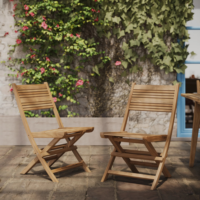 Lot de 2 chaises de jardin pliantes en teck - Nido