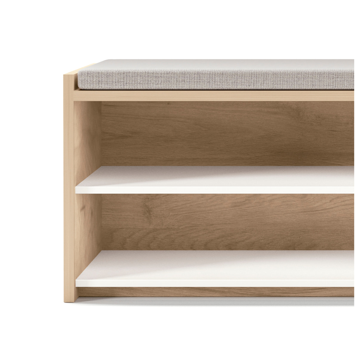 Banco descalzador Benchie melamina roble-blanco 43x110x41 cm