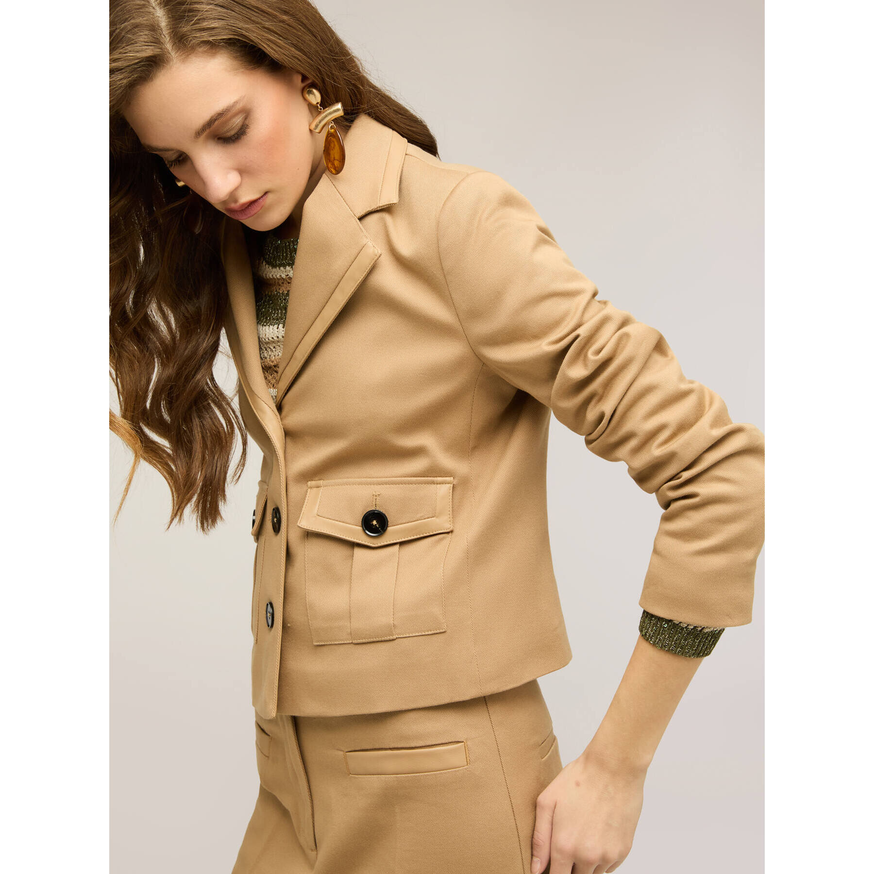 Motivi - Chaqueta de algodón con bolsillos - Beige