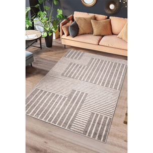 PAULA Alfombra geomÃ©trica con relieve en beige, varias medidas disponibles.