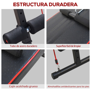 Banco de Abdominales Acero EVA 135x56,5x50-68cm Negro y Rojo