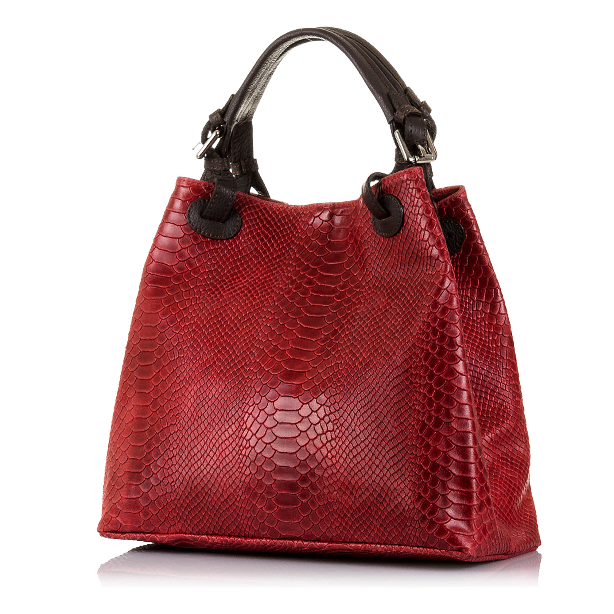 Emanuela Borsa tote Donna.Pelle autentica Camoscio Inciso Serpente