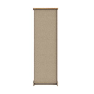 Vitrine colonne à LED en bois effet chêne & noir - FACTORY