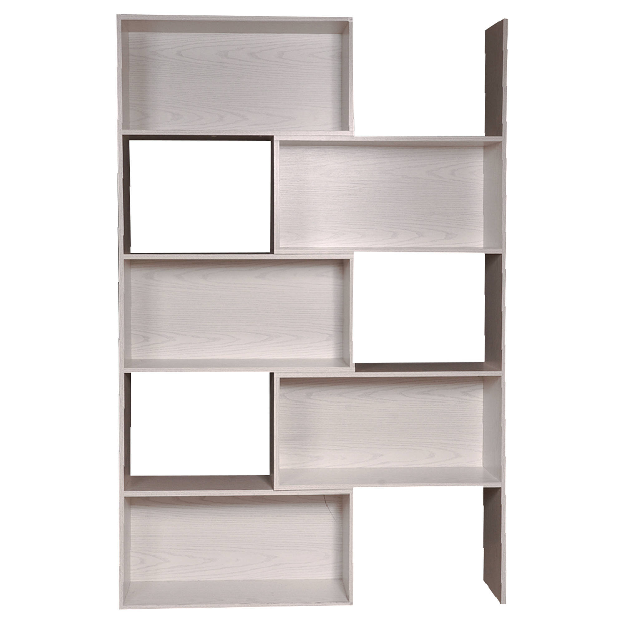 Libreria estensibile in larghezza a 5 vani aperti, Scaffale per libri e documenti da ufficio, Made in Italy, cm 72x22h181, colore Rovere sbiancato