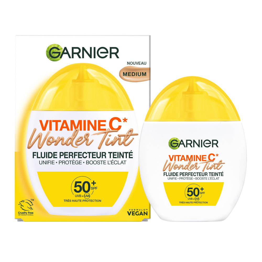 Garnier SkinActive Vitamine C Fluide Perfecteur Teinté Wonder Tint SPF50+, Teinte Medium