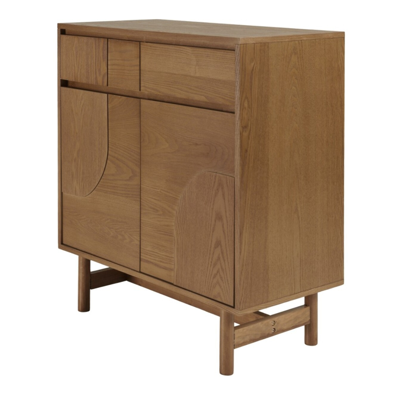 MARIO - Buffet couleur naturelle 2 tiroirs 2 portes décor motif arrondi