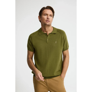 Jersey verde musgo de manga corta con cuello polo y logo Rigby Go
