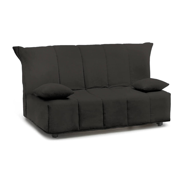 Divano letto 2 posti Ariska, Sofà con apertura a carrello in tessuto imbottito, Cuscini inclusi, 100% Made in Italy, Cm 125x90h85, Grigio